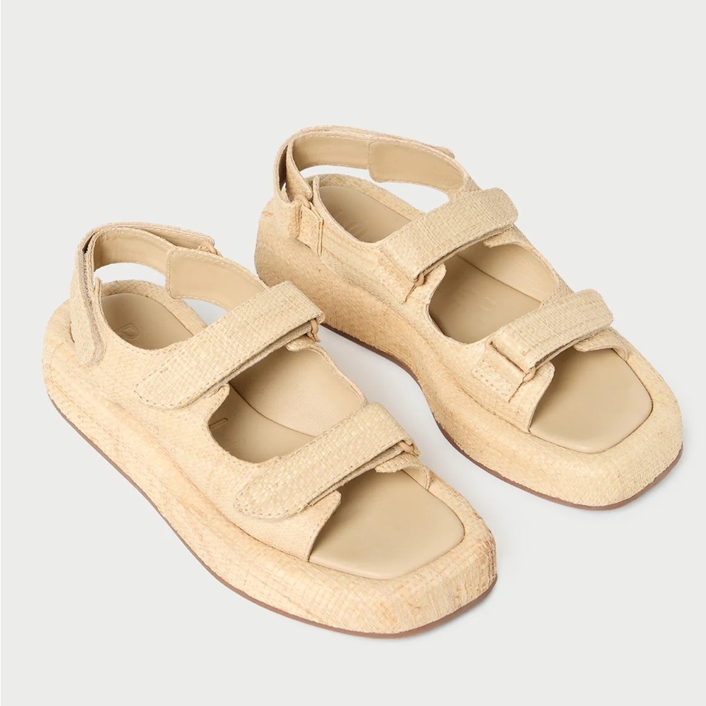 Loeffler Randall Blaise Natural Raffia Platform Sandal